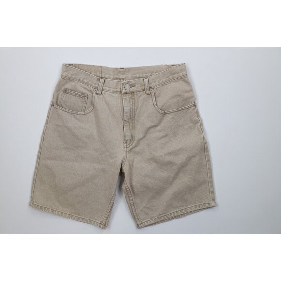 Vintage 90s Streetwear Mens 30 Faded Above Knee Denim Jean Shorts Beige Cotton - Picture 1 of 10